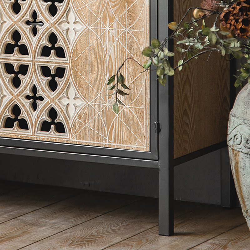 Industrial Accent Cabinet Metal and Wood Chest in Distressed Finish