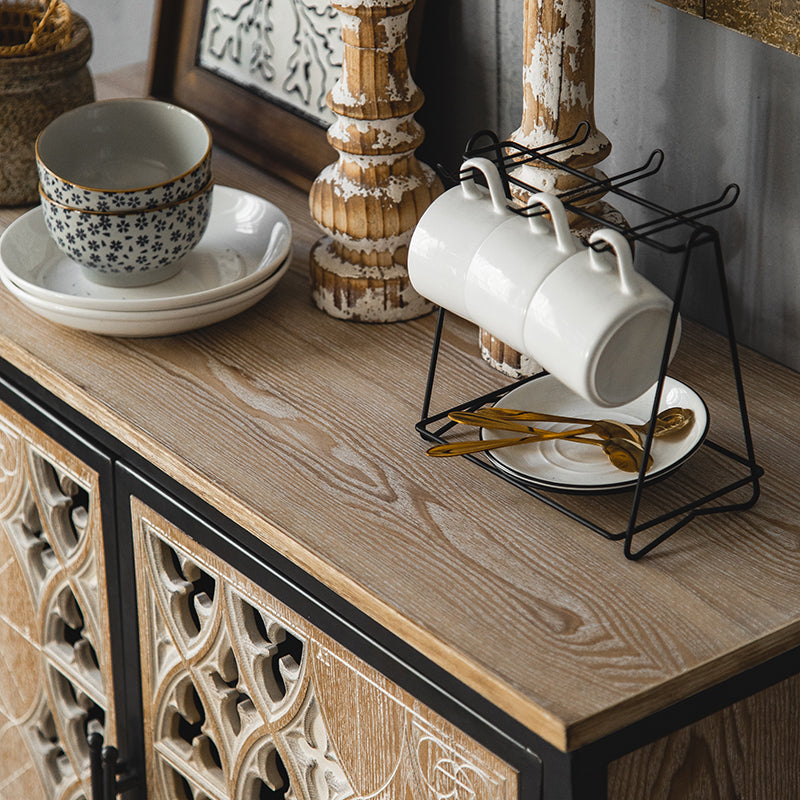 Industrial Accent Cabinet Metal and Wood Chest in Distressed Finish