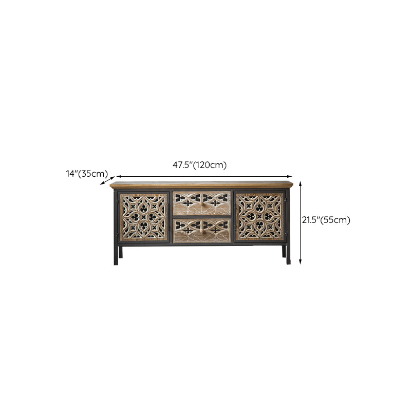 Industrial Accent Cabinet Metal and Wood Chest in Distressed Finish