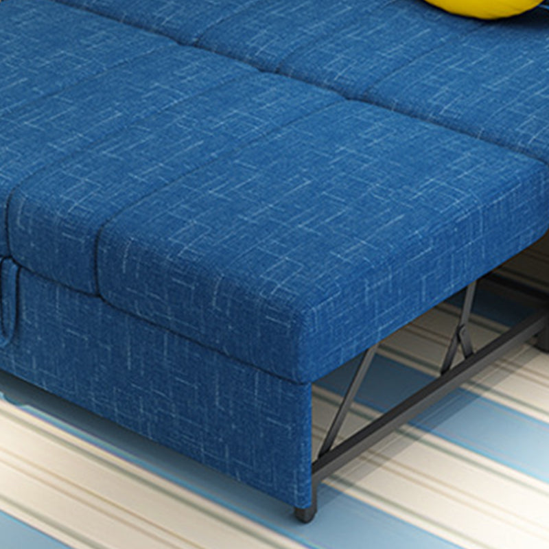 Square Arm Sofa Convertible with Pillows Sofa Bed in Navy for Apartment