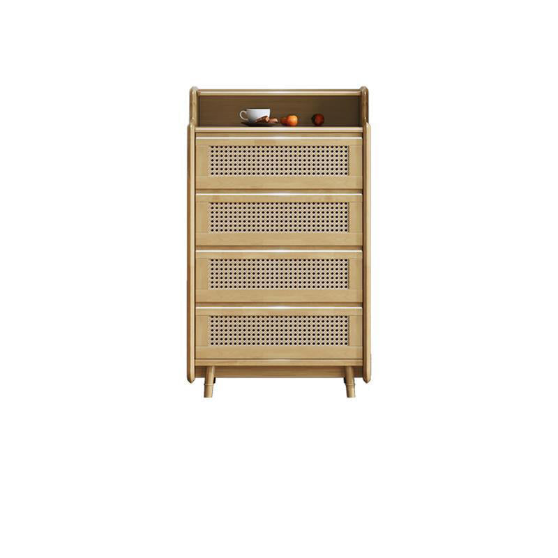 25.59" Wide Accent Chest Mid-Century Modern Wood Chest with Rattan Accent