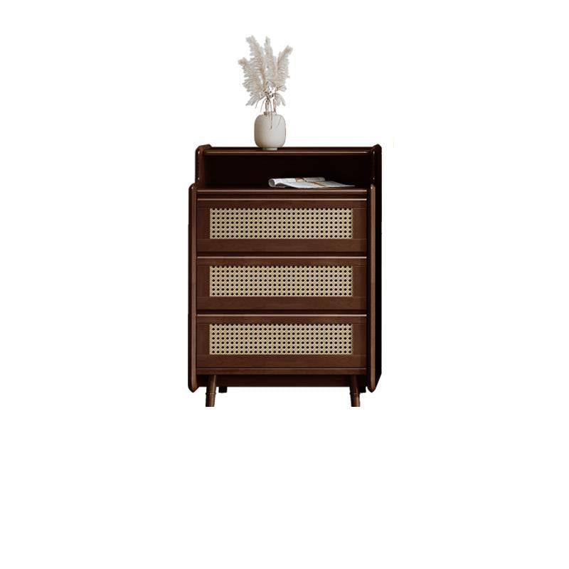 25.59" Wide Accent Chest Mid-Century Modern Wood Chest with Rattan Accent