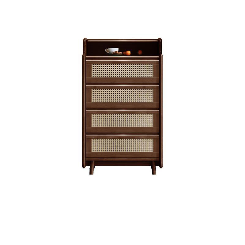 25.59" Wide Accent Chest Mid-Century Modern Wood Chest with Rattan Accent