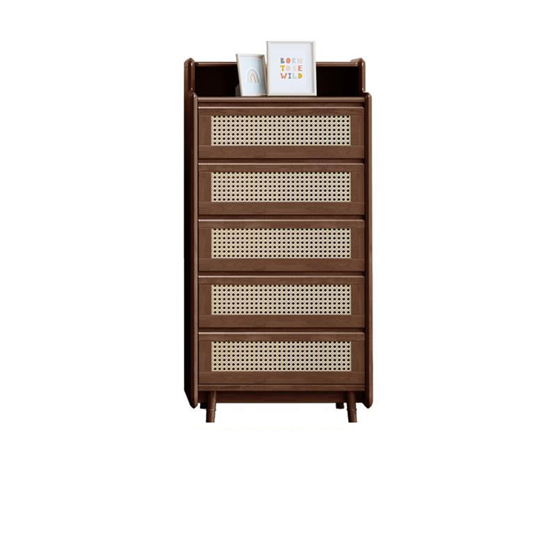 25.59" Wide Accent Chest Mid-Century Modern Wood Chest with Rattan Accent