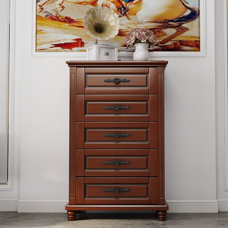 Mid-Century Modern Wood Chest 43.3" Tall 5 - Drawer Accent Chest