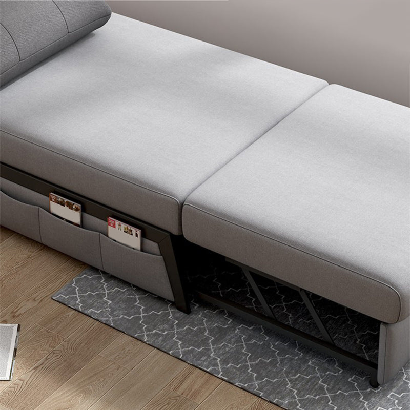 Gray Contemporary Convertible Sofa Bed Armless Seating with Pillows