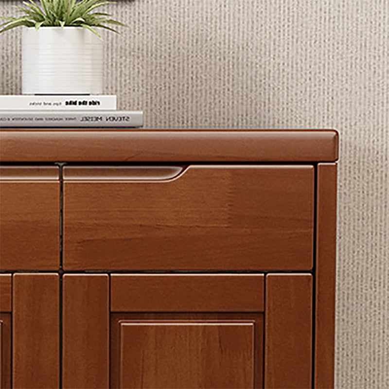 Mid-Century Modern Accent Cabinet Rubberwood 3 - Drawer With Doors Cabinet