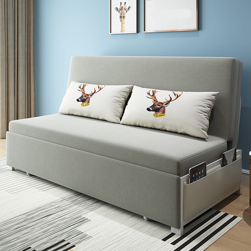 Gray Armless Seating with Pillows Convertible Sofa Bed with Storage