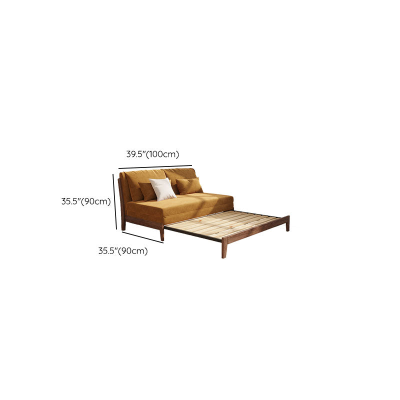 Modern Armless Sofa Bed Convertible with Pillows Seating in Brown