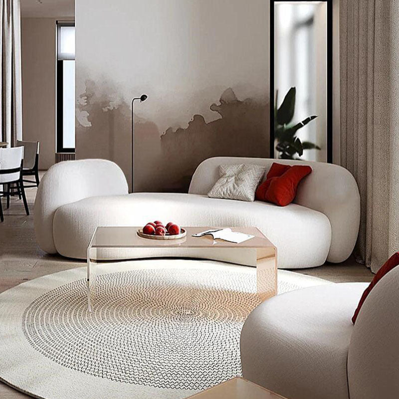 Contemporary Tight Back Sofa Solid Color Curved Loveseat for Living Room