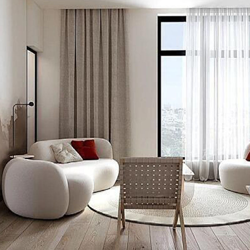 Contemporary Tight Back Sofa Solid Color Curved Loveseat for Living Room