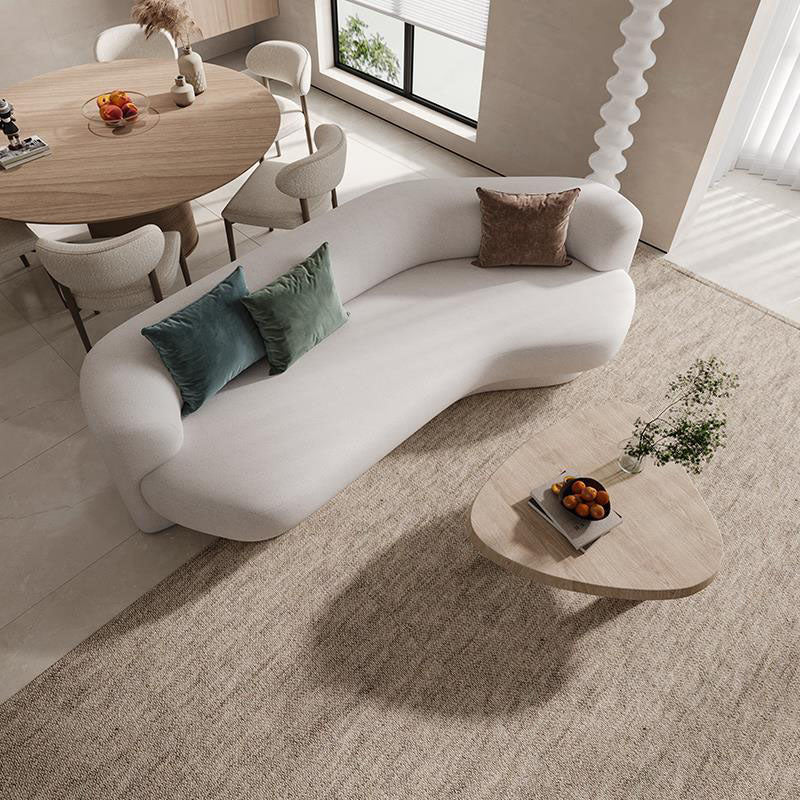 Contemporary Sofa Solid Color Curved Loveseat for Bonus Room