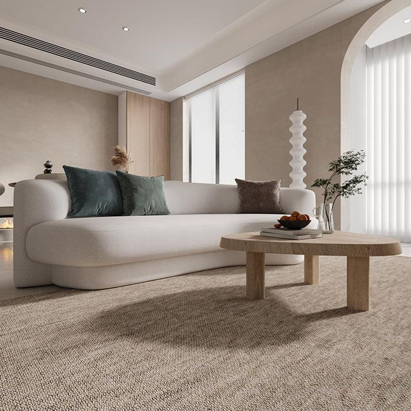 Contemporary Sofa Solid Color Curved Loveseat for Bonus Room