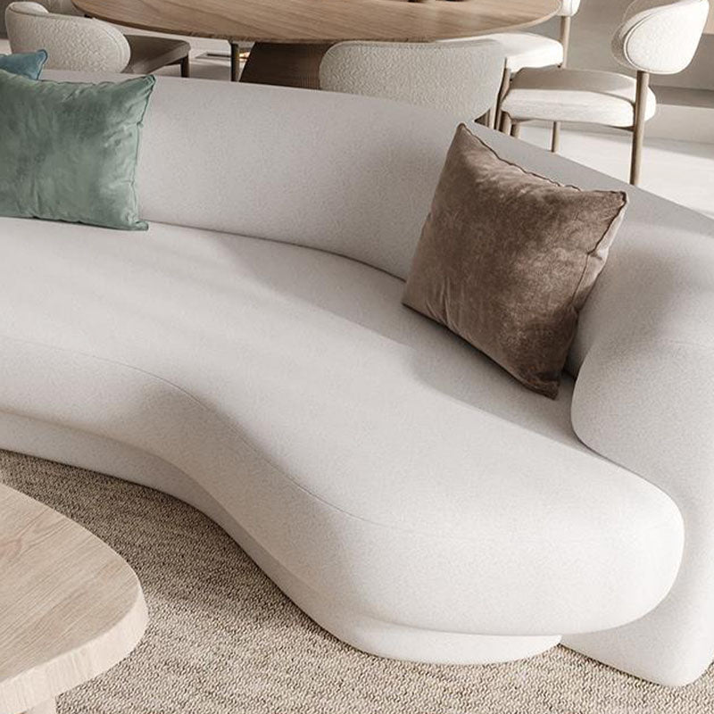 Contemporary Sofa Solid Color Curved Loveseat for Bonus Room