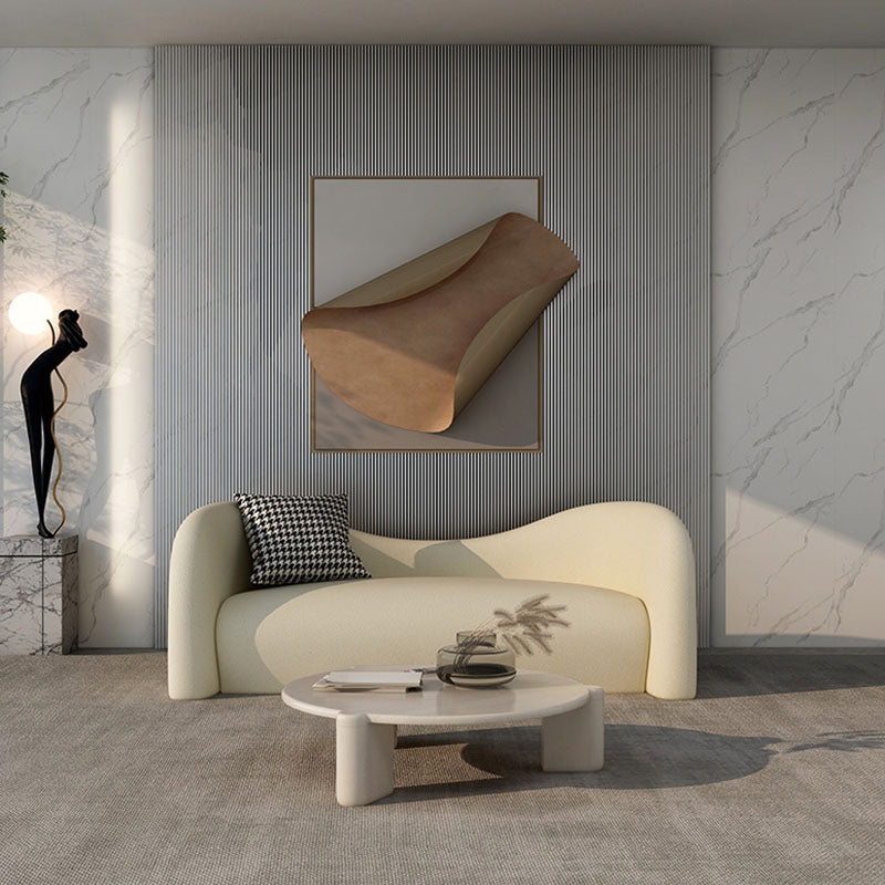 Modern Tight Back Settee Solid Color Slipcovered Sofa for Bonus Room