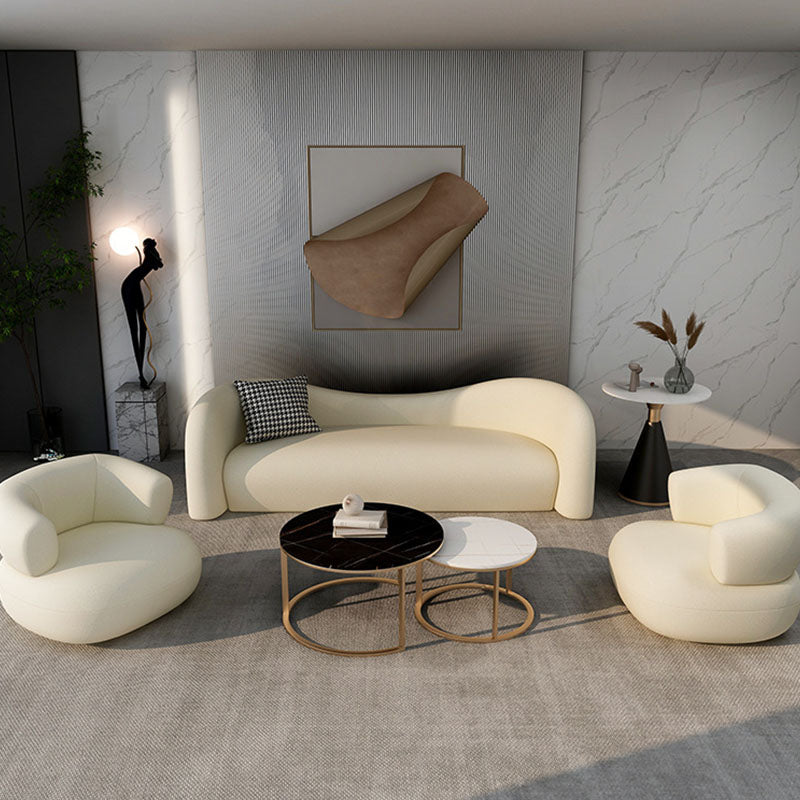 Modern Tight Back Settee Solid Color Slipcovered Sofa for Bonus Room