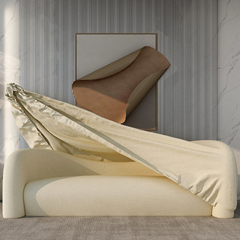 Modern Tight Back Settee Solid Color Slipcovered Sofa for Bonus Room