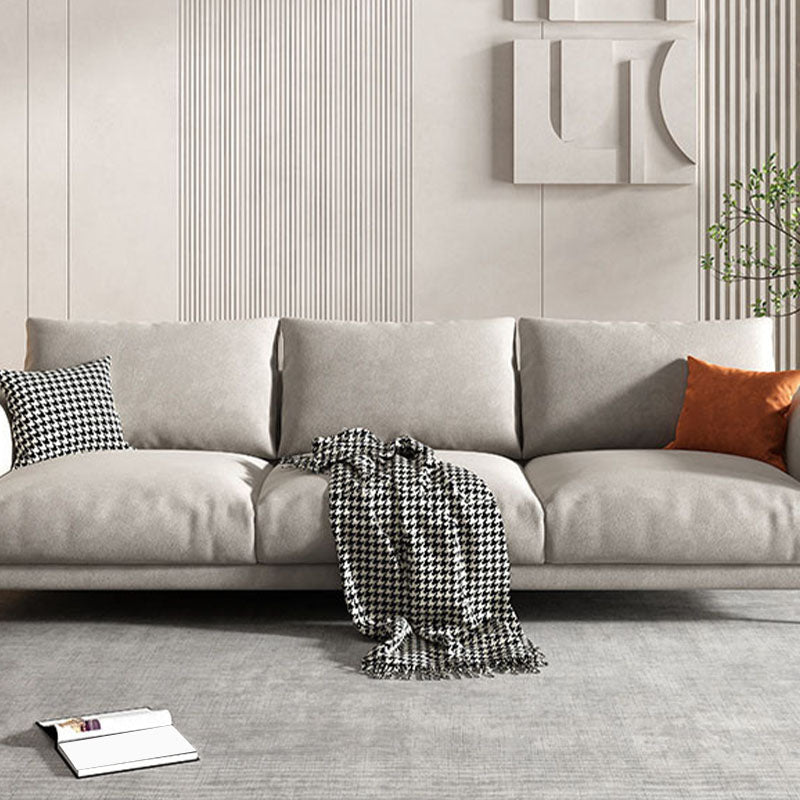 Beige Contemporary Seating with Pillows Square Arm Sofa for Living Room