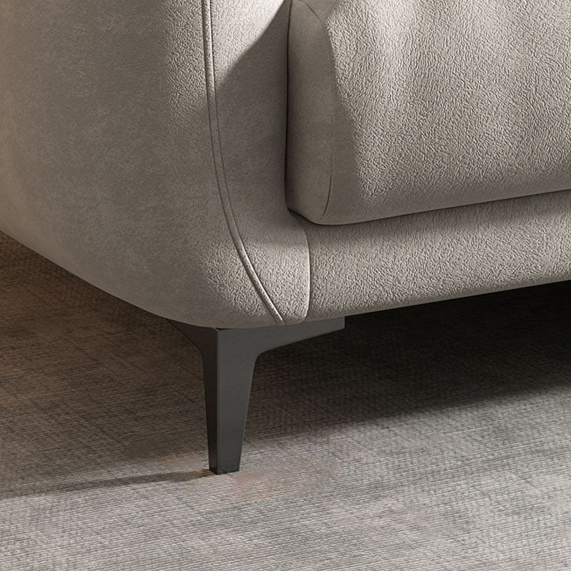 Beige Contemporary Seating with Pillows Square Arm Sofa for Living Room