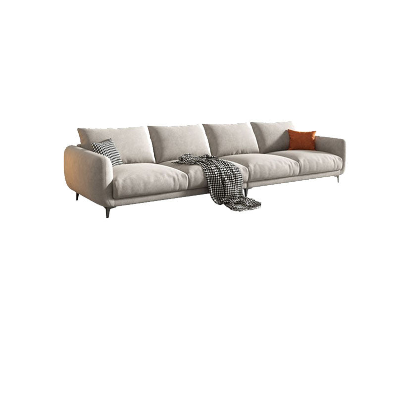 Beige Contemporary Seating with Pillows Square Arm Sofa for Living Room