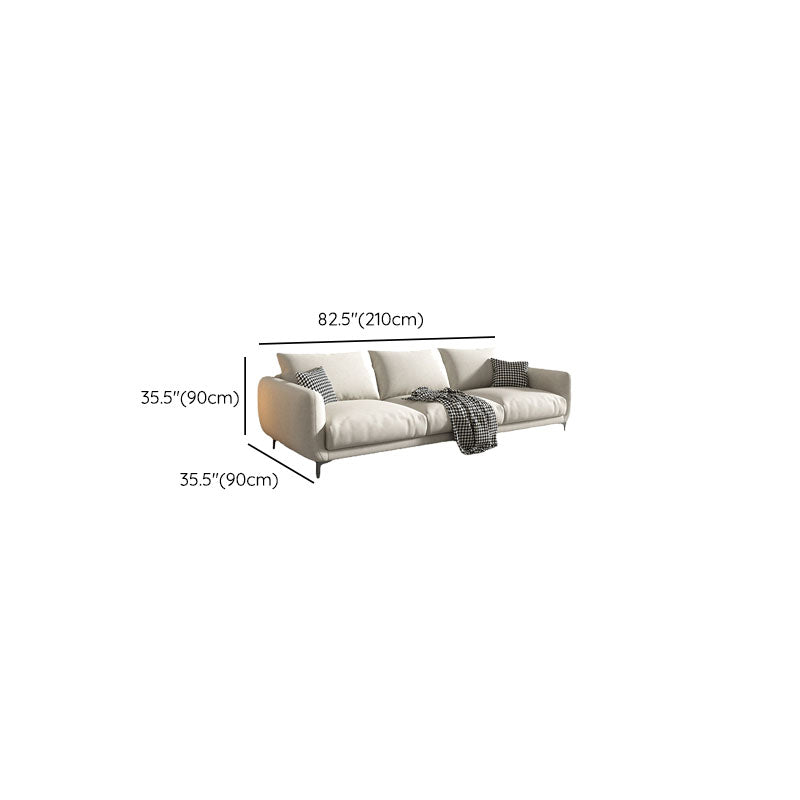 Beige Contemporary Seating with Pillows Square Arm Sofa for Living Room