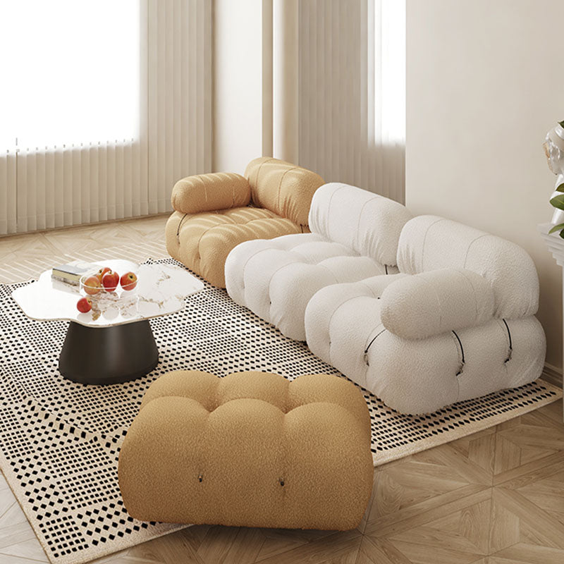 35.4" Wide Contemporary Seating Cushions Round Arm Sofa in Beige and Brown