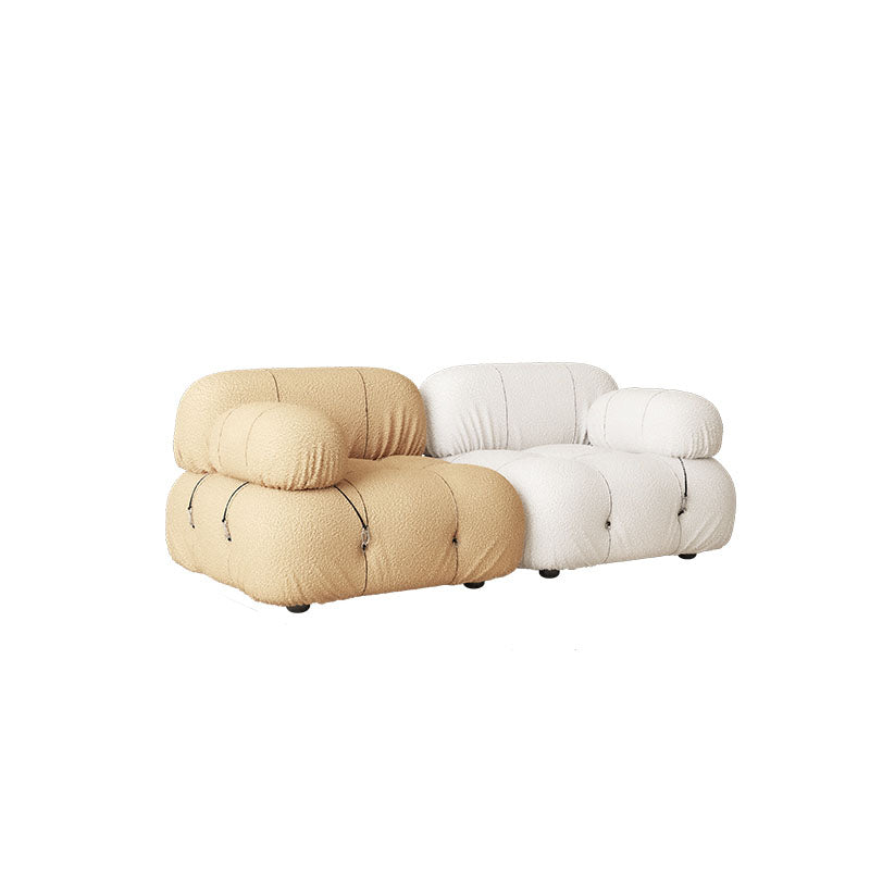 35.4" Wide Contemporary Seating Cushions Round Arm Sofa in Beige and Brown