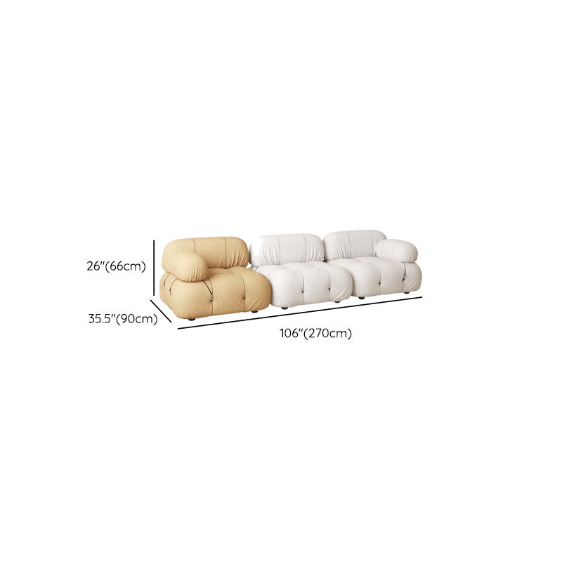 35.4" Wide Contemporary Seating Cushions Round Arm Sofa in Beige and Brown