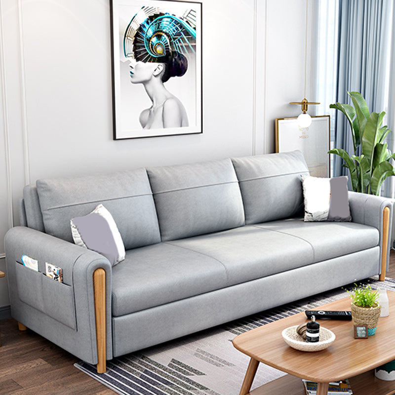 Cushion Back Sofa Futon Square Arms Convertible Sofa with Storage