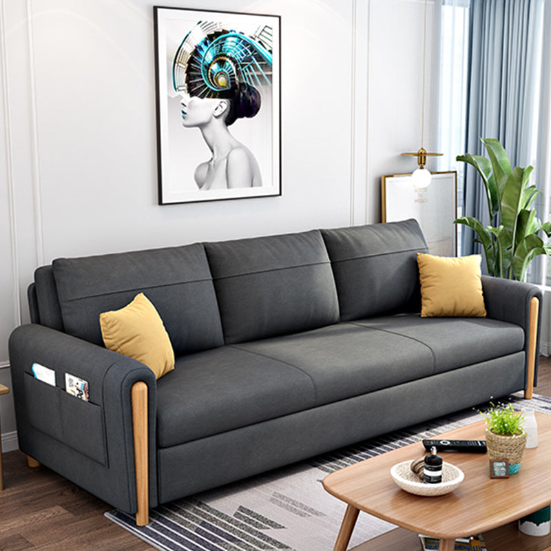 Cushion Back Sofa Futon Square Arms Convertible Sofa with Storage