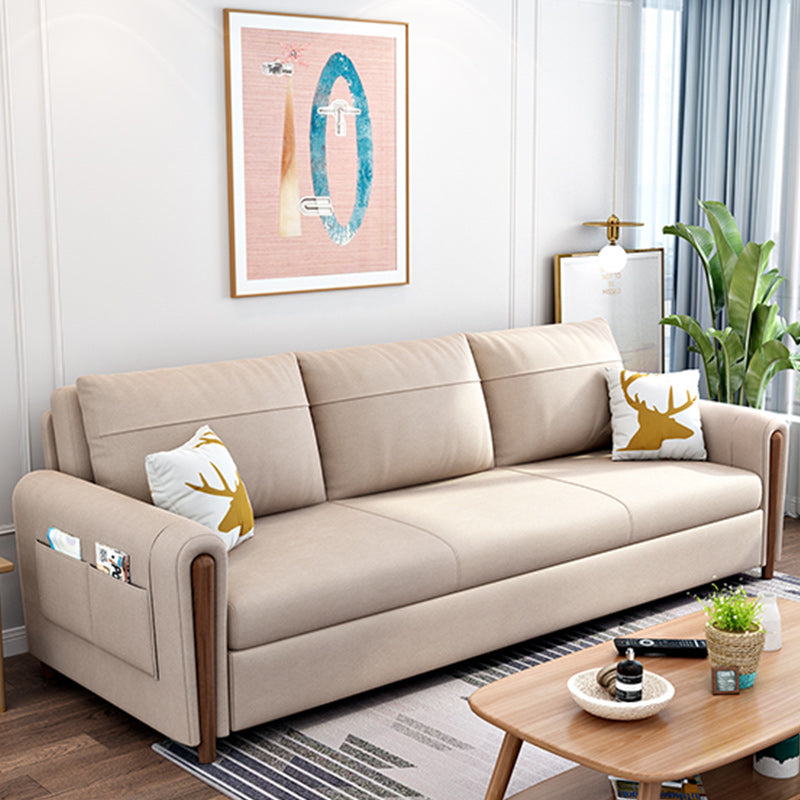 Cushion Back Sofa Futon Square Arms Convertible Sofa with Storage