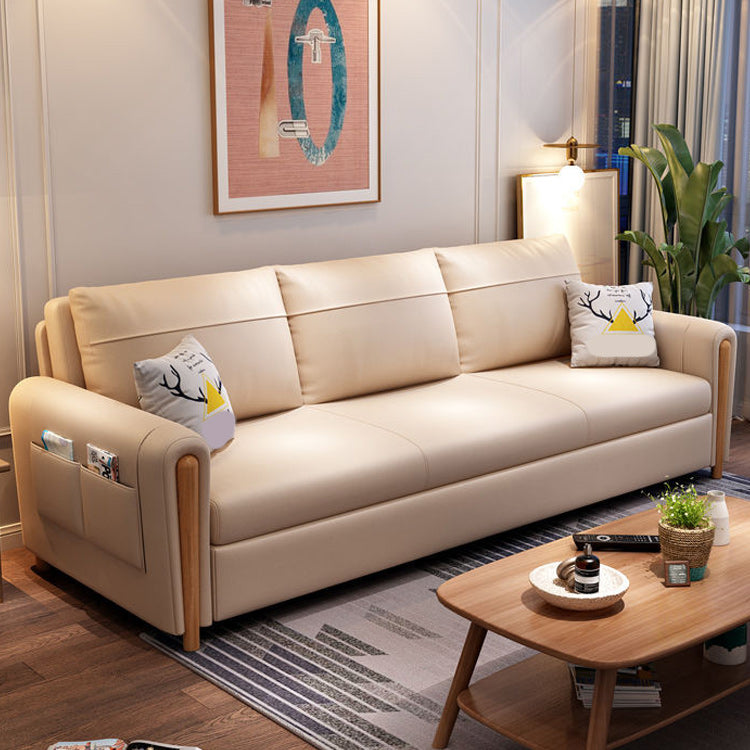 Cushion Back Sofa Futon Square Arms Convertible Sofa with Storage