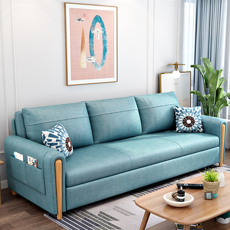 Cushion Back Sofa Futon Square Arms Convertible Sofa with Storage