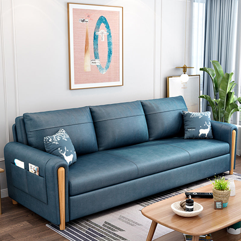 Cushion Back Sofa Futon Square Arms Convertible Sofa with Storage