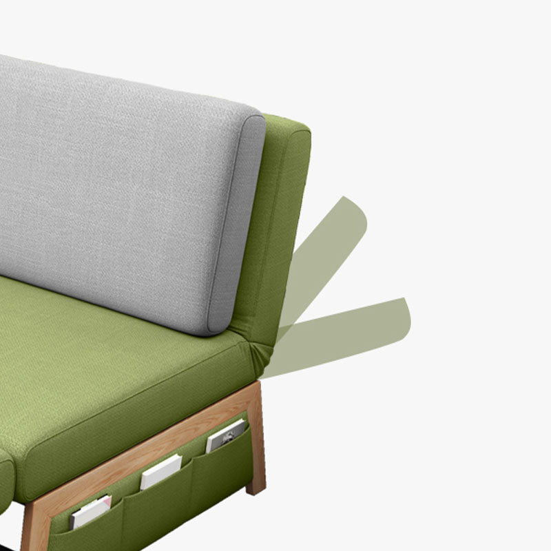 Cushions Armless Convertible Sofa Bed Cotton Blend Seating in Green and Gray