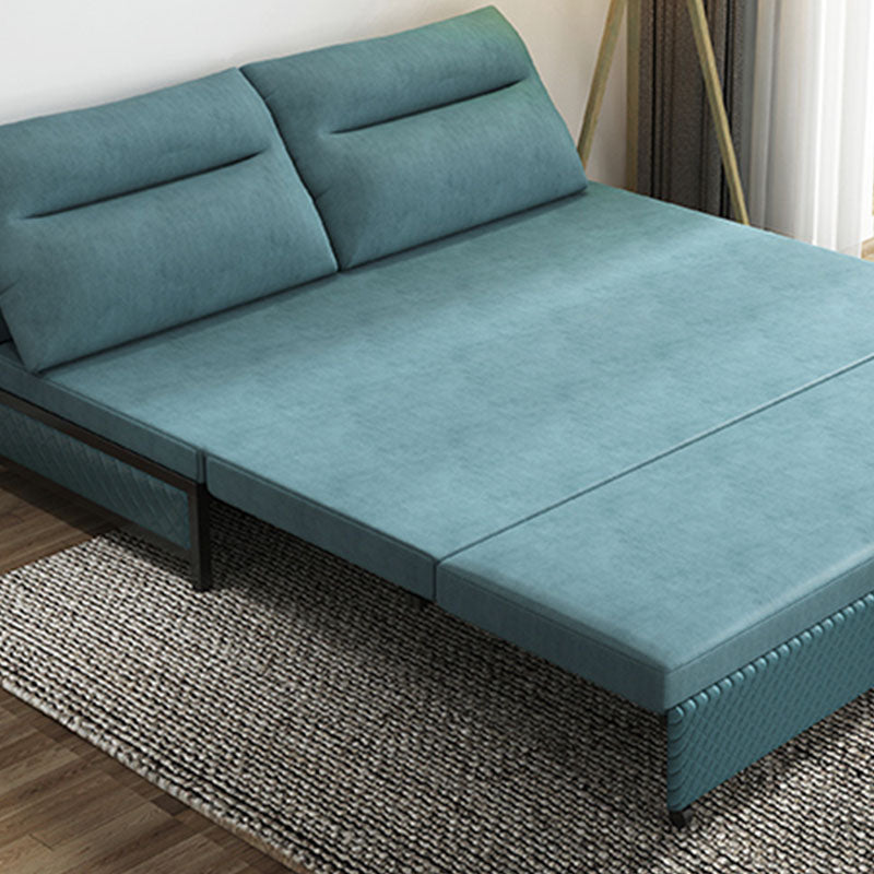 Faux Leather Convertible Sofa with Pillows Armless Seating in Azure