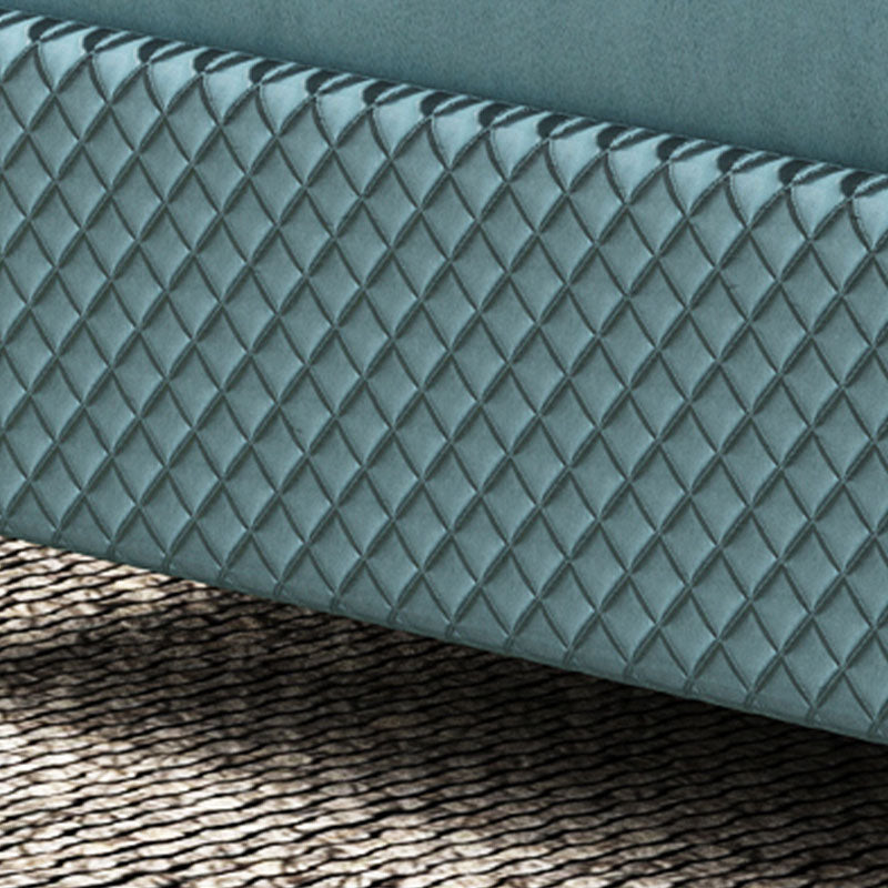 Faux Leather Convertible Sofa with Pillows Armless Seating in Azure