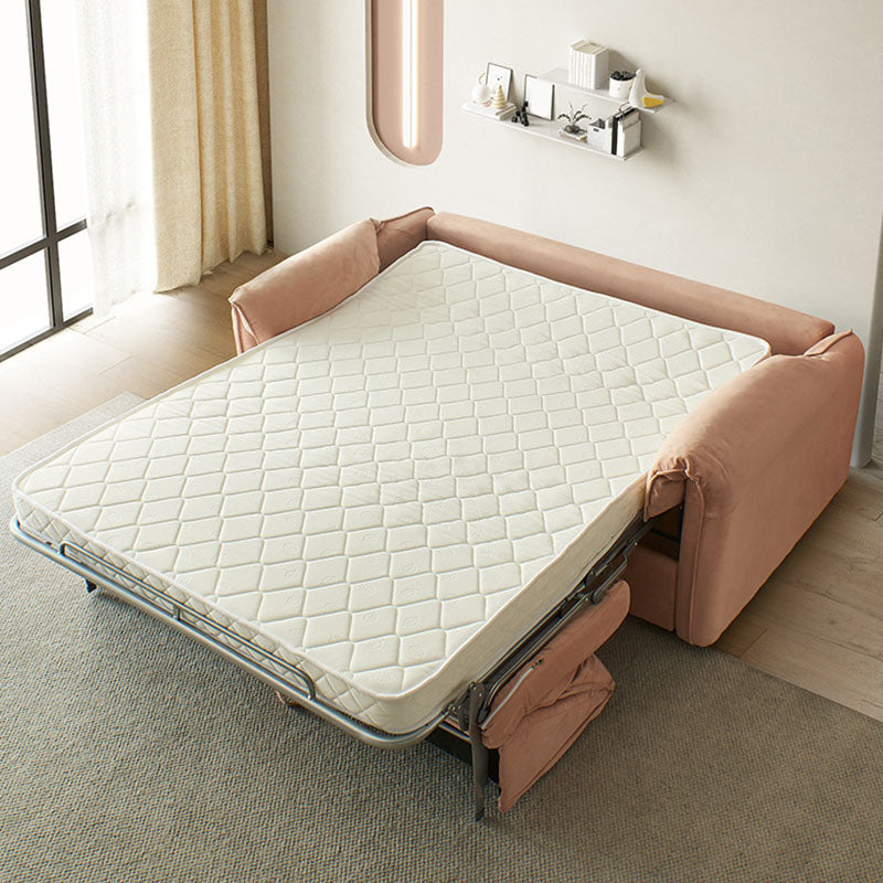 Modern Faux Leather Sofa Bed Pink Pillow Top Arm Sofa for Living Room