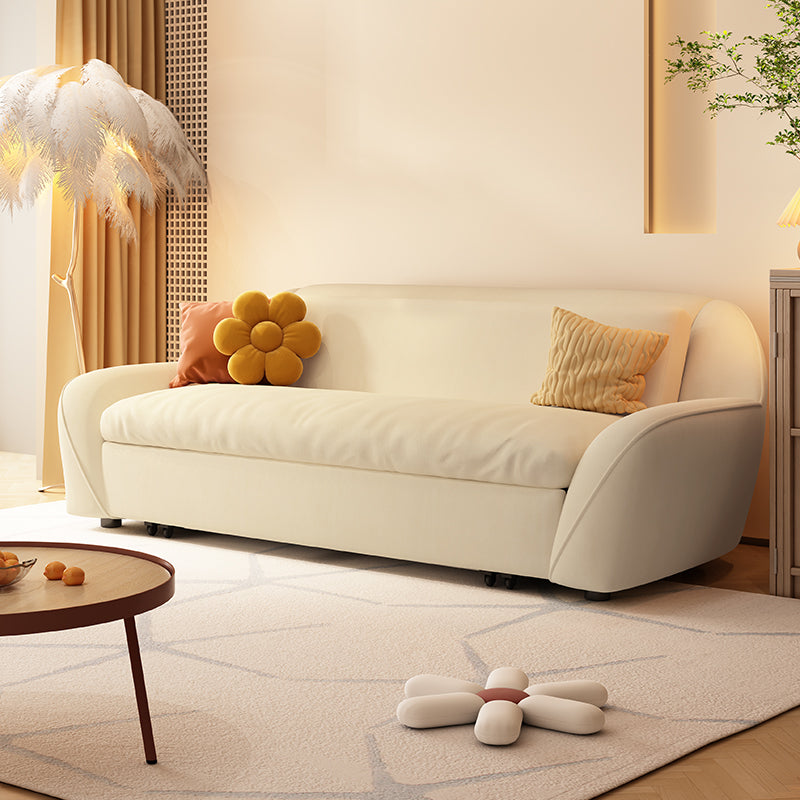 Modern Convertible Sofa Bed Flared Arm Seating with Pillows in Beige