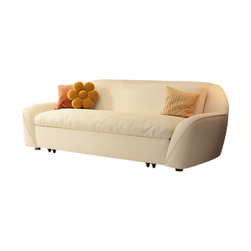 Modern Convertible Sofa Bed Flared Arm Seating with Pillows in Beige