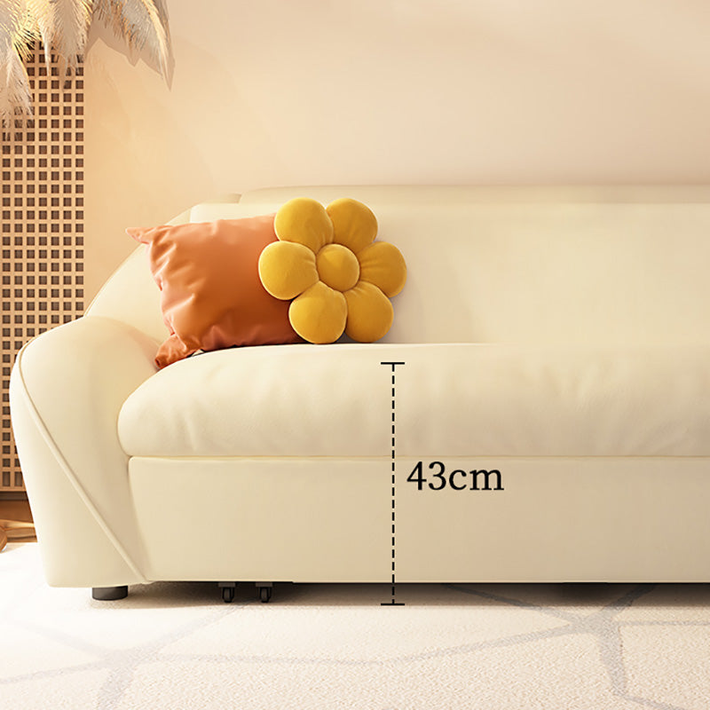 Modern Convertible Sofa Bed Flared Arm Seating with Pillows in Beige