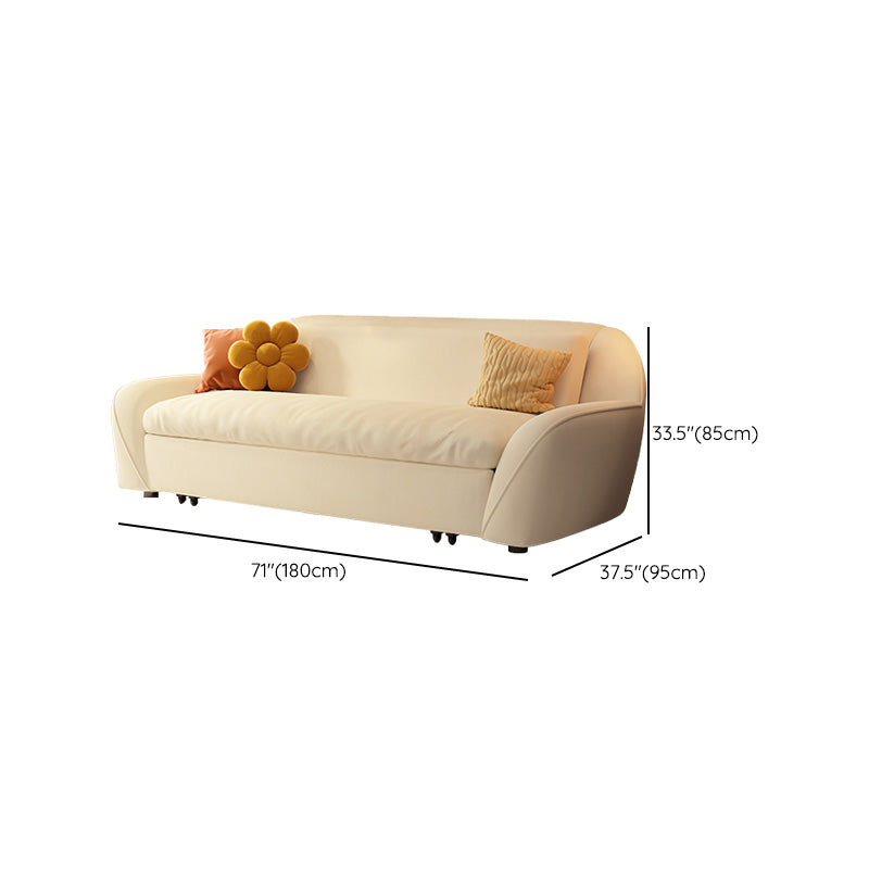 Modern Convertible Sofa Bed Flared Arm Seating with Pillows in Beige