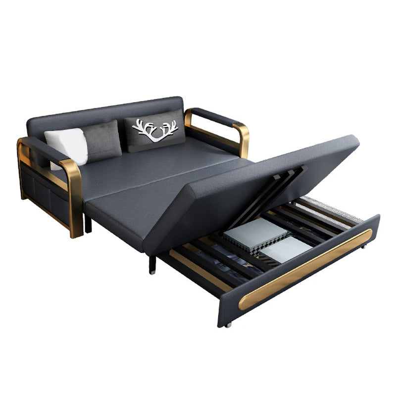 Modern Cushion Back Loveseat Foldable Sleeper Sofa with Storage
