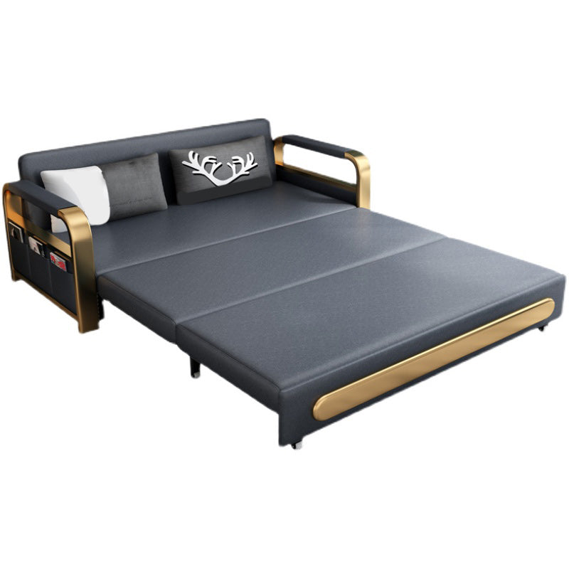 Modern Cushion Back Loveseat Foldable Sleeper Sofa with Storage