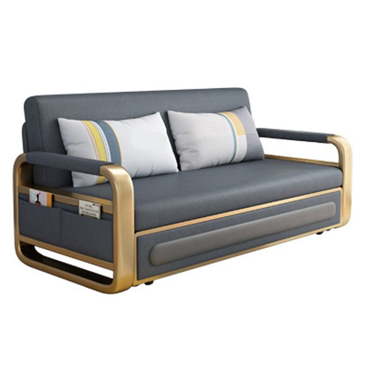 Modern Cushion Back Loveseat Foldable Sleeper Sofa with Storage