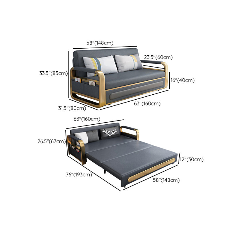 Modern Cushion Back Loveseat Foldable Sleeper Sofa with Storage