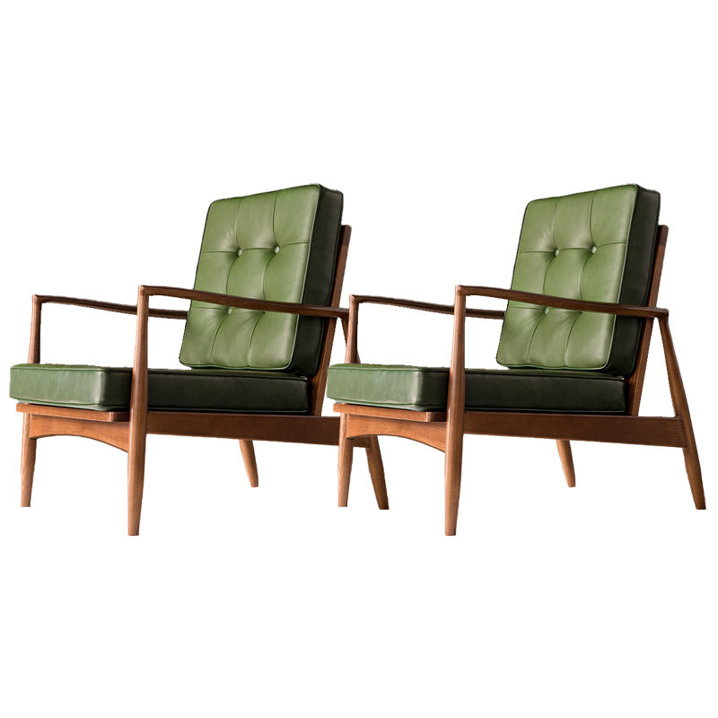 Contemporary Genuine Leather Accent Armchair Tufted Genuine Leather Arm Chair