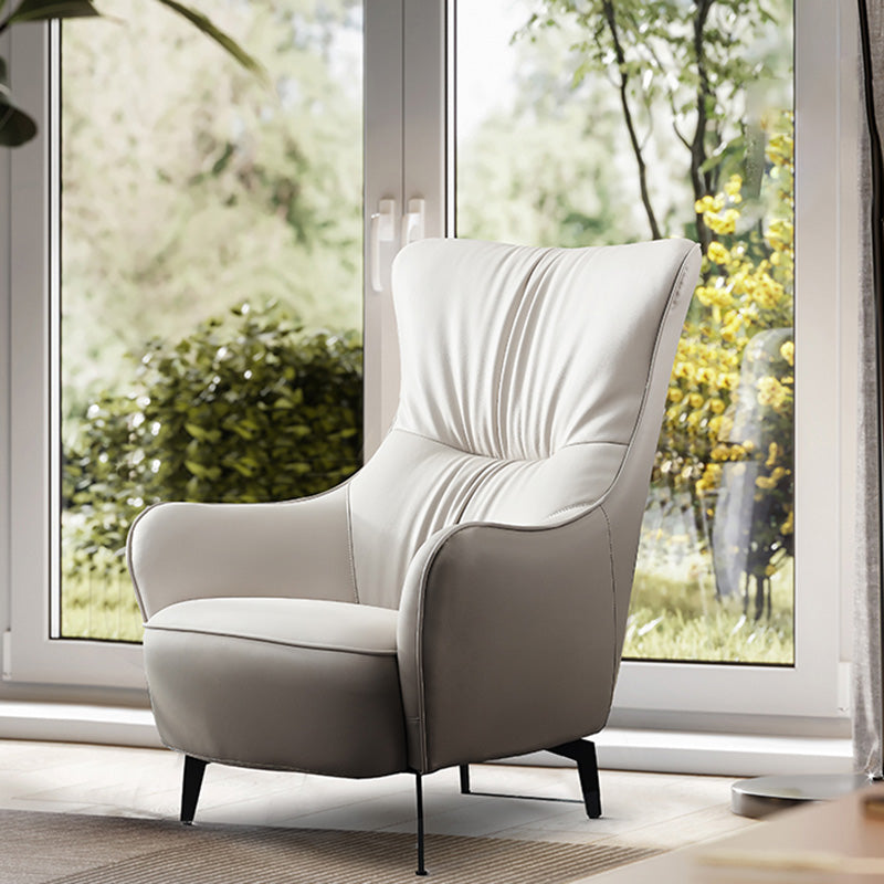 Contemporary Accent Armchair Faux Leather Barrel Accent Chair