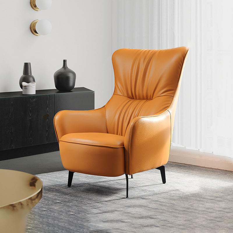 Contemporary Accent Armchair Faux Leather Barrel Accent Chair