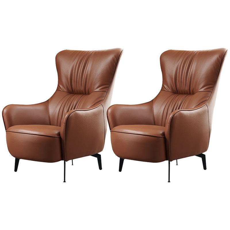 Contemporary Accent Armchair Faux Leather Barrel Accent Chair